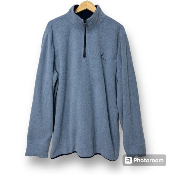 Nautica 1/4 Zip Fleece Sweater Light Blue Men’s Size XXL - Picture 4 of 14